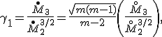 \gamma_1 = \frac{\overset{\bullet}M_3}{\overset{\bullet}M_2^{3/2}} = \frac{\sqrt{m(m-1)}}{m-2} \left( \frac{\overset{\circ}M_3}{\overset{\circ}M_2^{3/2}} \right),